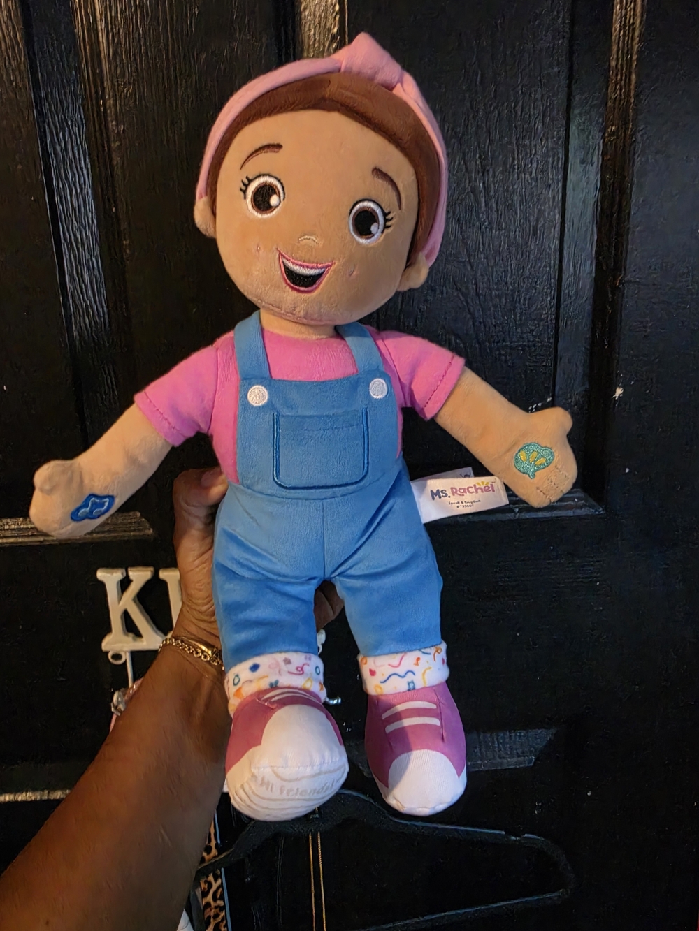 Miss Rachel Pink & Blue Plush Character Doll with Embroidered Face